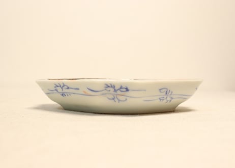 明治前期色絵牡丹図菱型皿