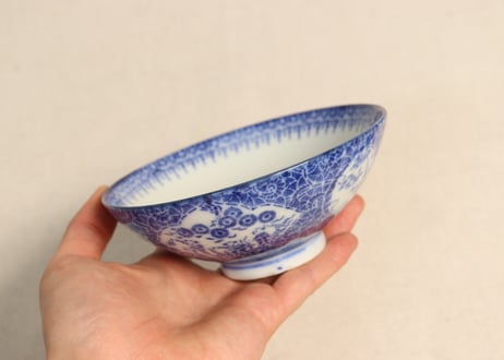 明治前期紙刷唐子と竹林図飯茶碗
