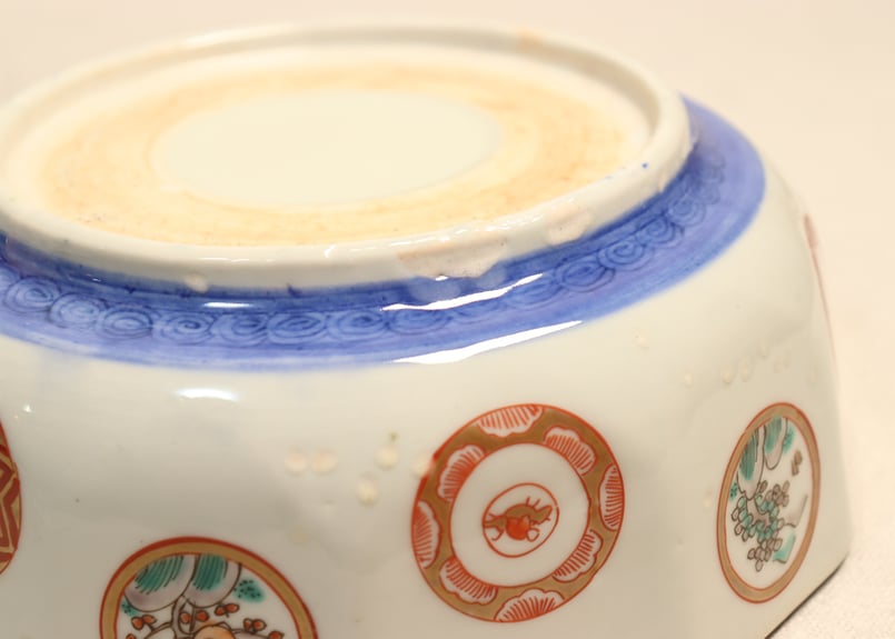 明治前期色絵松に楼閣と丸文十二角縁6寸鉢 | 吉祥寺PukuPuku