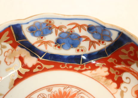 江戸幕末色絵菊に鳳凰と竹梅図なます皿