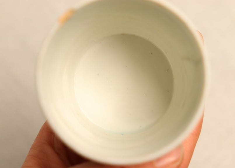 江戸幕末染付蝶と草花図火入れ,灰吹きセット 灰吹き焼継ぎ | 吉祥寺