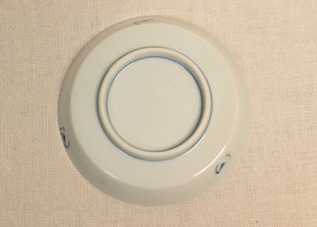 明治後期～大正染付剣先放射文図縁立ち小皿