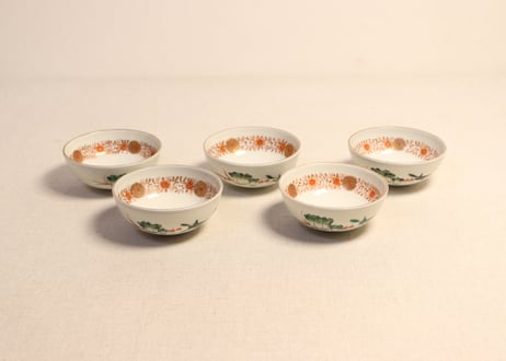 明治印伴桜チラシ図飯椀四客セット 明治印伴桜チラシ図飯椀四客セット