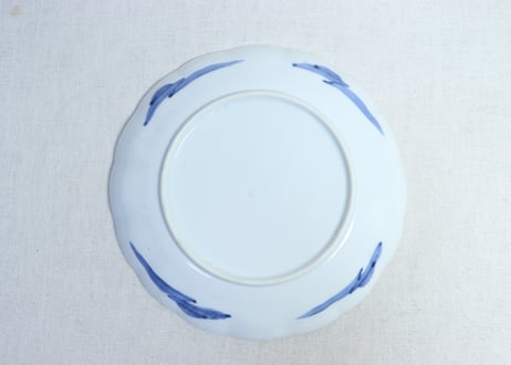 明治後期～大正染付紅葉と流水図7寸皿