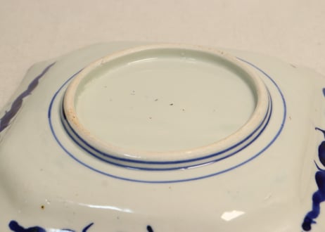 明治前期染付唐子図角皿② ノミホツ,フリモノ