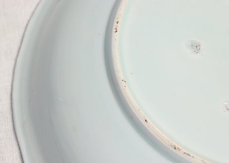 江戸幕末染付芭蕉に人物図尺皿 ひっかき傷有