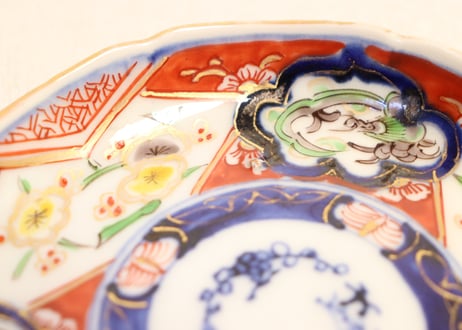 明治前期色絵梅と団龍図小皿