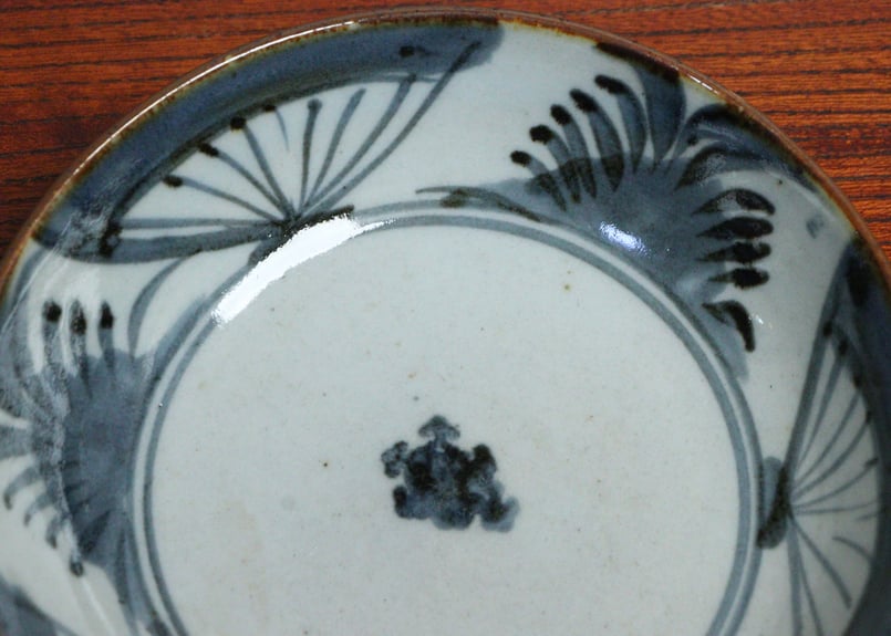 くらわんか　染付　瓢箪に葉紋様の図　５寸半皿　E523AS-CIg くらわんか 染付 瓢箪に葉紋様の図 5寸半皿 E523AS-