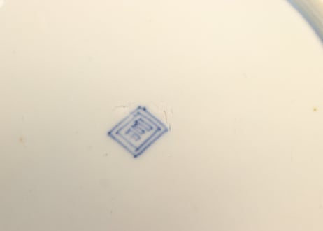 明治前期色絵芦に鳥と牡丹図通り物7寸皿①