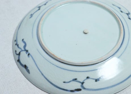 江戸後期染付三方に菊図6寸皿②　甘手