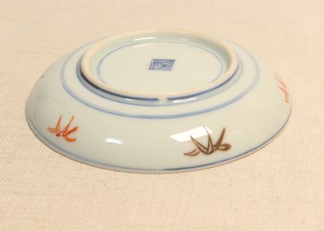 明治前期色絵柳に蛙図小皿