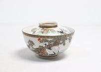 明治前期九谷焼色絵松鶴図通り物飯茶碗