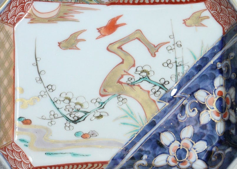 明治前期色絵梅に鶯図縁立長角皿 | 吉祥寺PukuPuku
