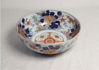 明治前期色絵四方牡丹と菊図8寸鉢