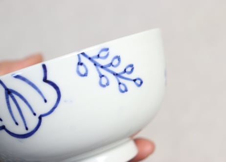 明治後期~大正染付桐と菊図蒸茶碗