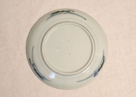 江戸中期染付三方に梅図7寸皿