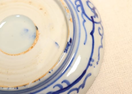 明治前期紙刷唐子図4,5寸皿