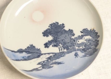 明治後期～大正銅判山水人物図5寸皿