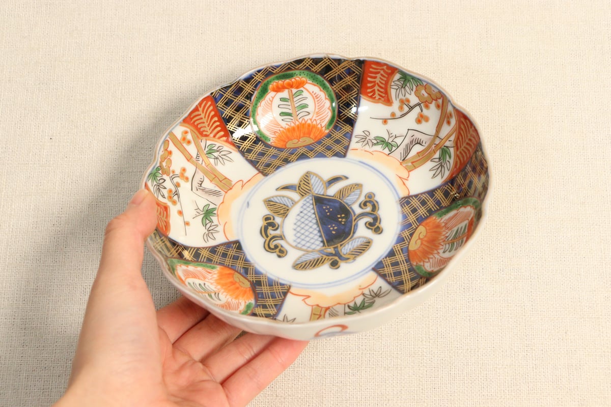 角皿 赤絵 色絵 金彩 松竹梅 4枚 唐草 明治前後 角皿 赤絵 色絵 金彩