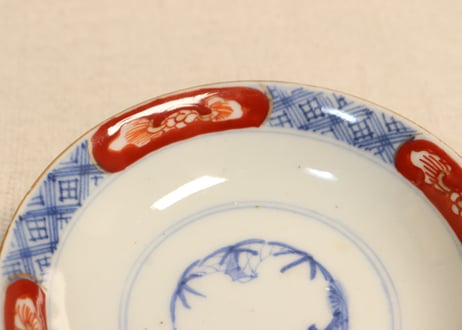 明治前期色絵四方に龍と鳳凰図通り物飯茶碗