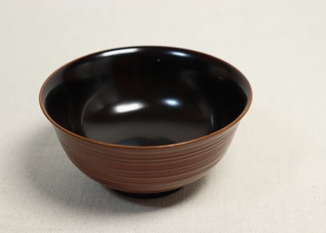 山中塗内黒外茶独楽模様吸物椀　10客セット,共箱付　小傷込