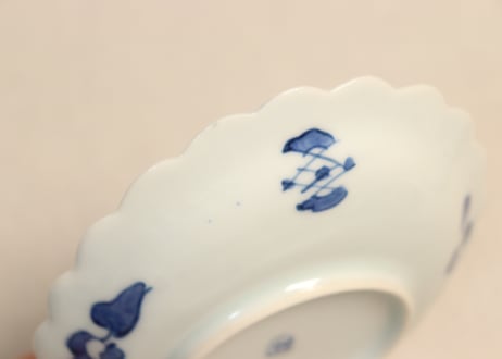 明治後期～大正染付山水図楕円皿
