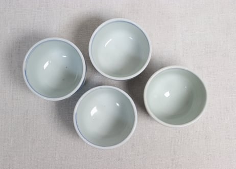 明治前期染付よろけ文ころ茶碗 窯傷