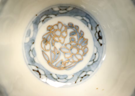明治前期色絵桜に万年青図通り物向付