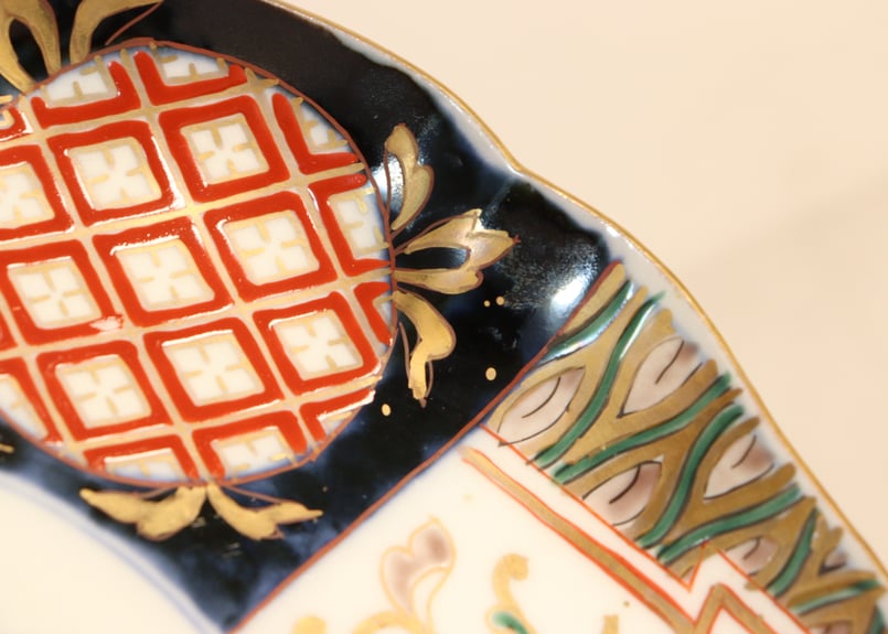 幕末〜明治初期　武士紋赤絵菓子皿　木箱付　送料込み0726 幕末〜明治初期 武士紋赤絵菓子皿 木箱付 送料込み0726 幕末