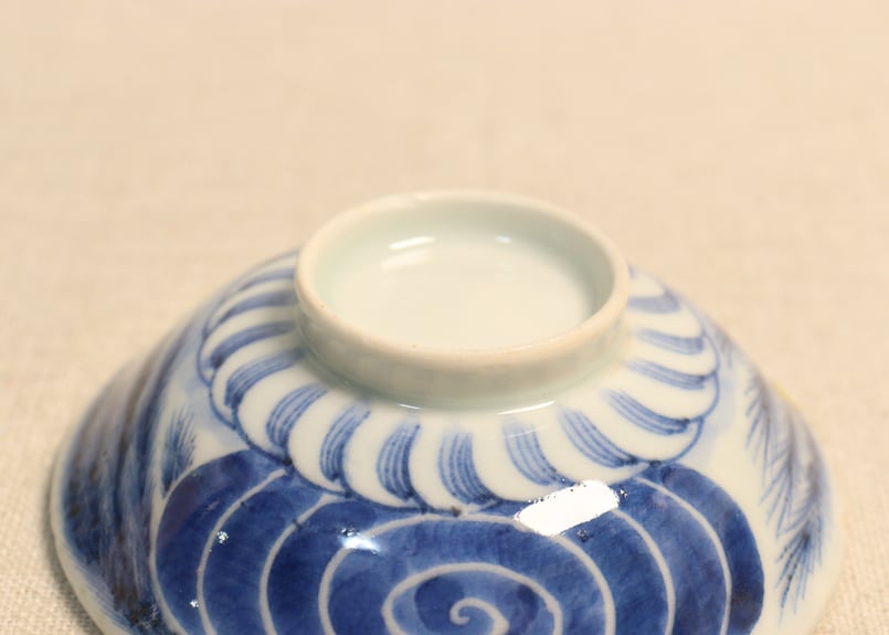 江戸後期染付柳と渦巻図飯茶碗②少甘手 | 吉祥寺PukuPuku