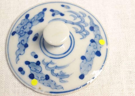 明治前期染付鳳凰図銚子 共箱付き,2ｐセット/ニュウ,蓋小ホツ複数