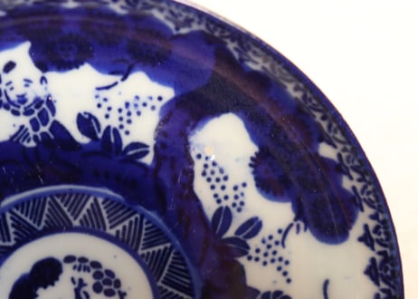 明治前期紙刷唐子図4,5寸皿