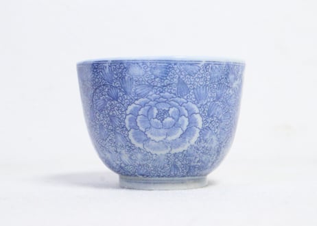 明治後期～大正銅判牡丹唐草図向付