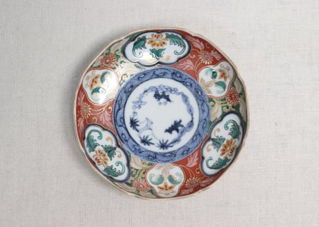 明治前期大聖寺焼色絵花図5寸皿①