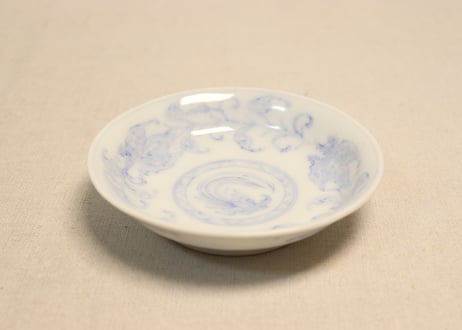 明治後期～大正染付桐と鳳凰図小皿