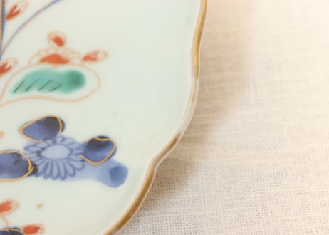 江戸後期色絵秋海棠図7寸皿