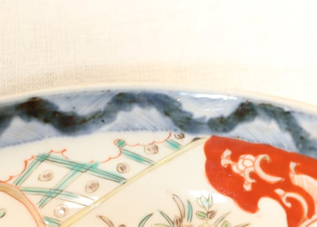 明治前期色絵獅子牡丹と草花図6寸鉢