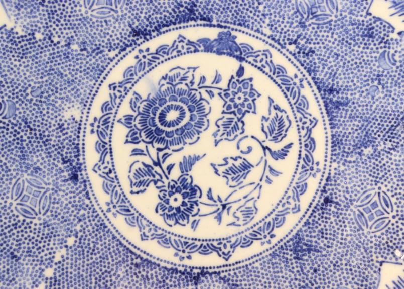 明治後期～大正紙刷牡丹図9寸皿 | 吉祥寺PukuPuku