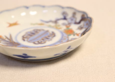 明治前期色絵四君子図通り物小皿