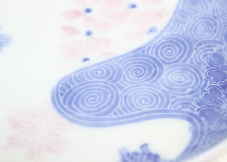 明治後期～大正染付桜と瓢箪図小皿