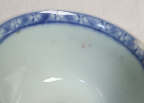 江戸中期色絵金彩三方に銀杏図向付 ホツ