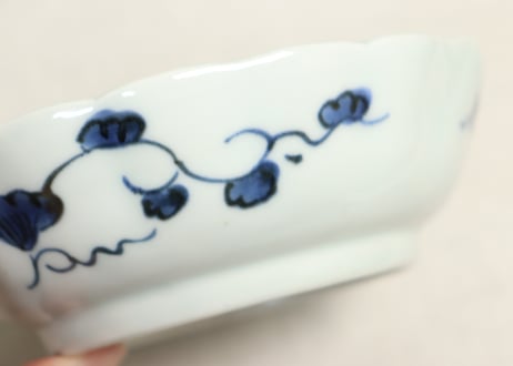 江戸幕末染付八方花図なます皿