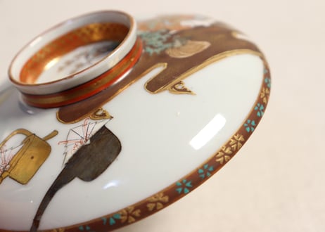 明治前期九谷焼色絵高砂図飯茶碗①