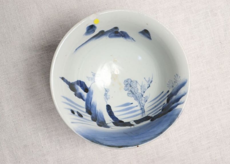 江戸幕末染付山水図盃洗 ホツ,ぐらつき | 吉祥寺PukuPuku