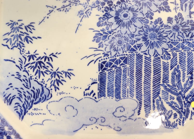 明治前期紙刷松竹梅に菊と千鳥図角皿 少甘手 | 吉祥寺PukuPuku