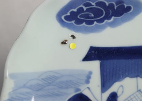 江戸幕末染付船上人物図7寸皿 フリモノ