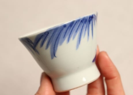 江戸後期染付柳図広東型向付