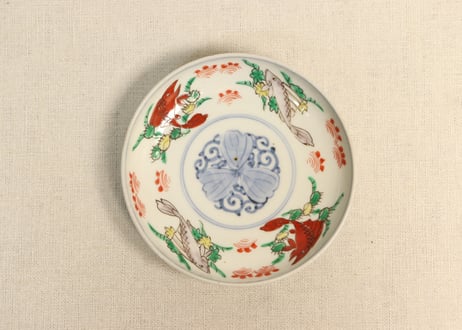 明治前期色絵魚図小皿