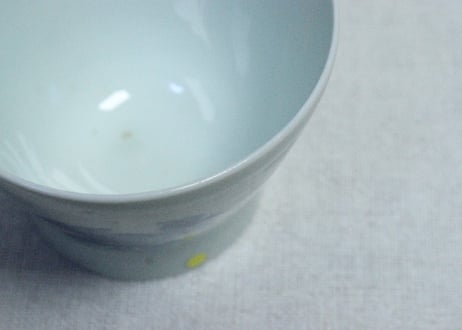 江戸後期染付柳に牡丹図広東型猪口③　高台ホツ