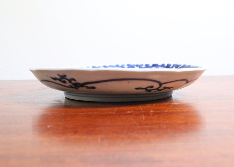 明治から昭和　近代作品　染付　蛸唐草文様　小皿　五客 明治から昭和 近代作品 染付 蛸唐草文様 小皿 五客